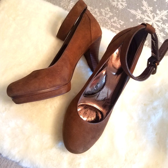 Heels Sofft Manhattan Suede Heels Brown Platform 9.5 M - Picture 3 of 9